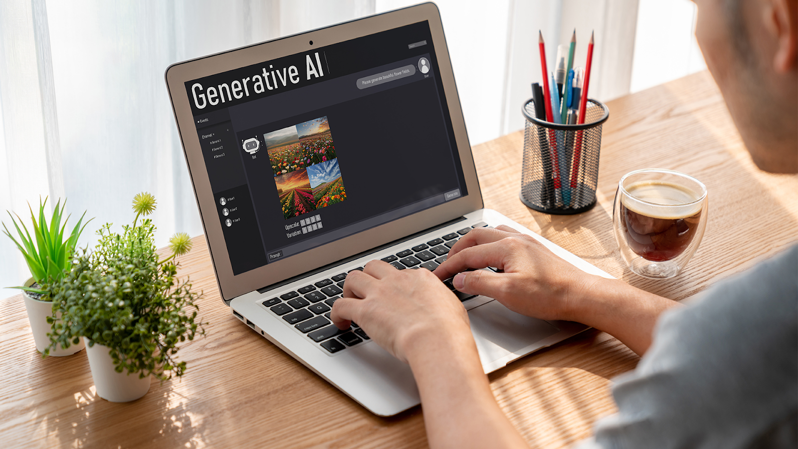 Person using a laptop for AI image generation